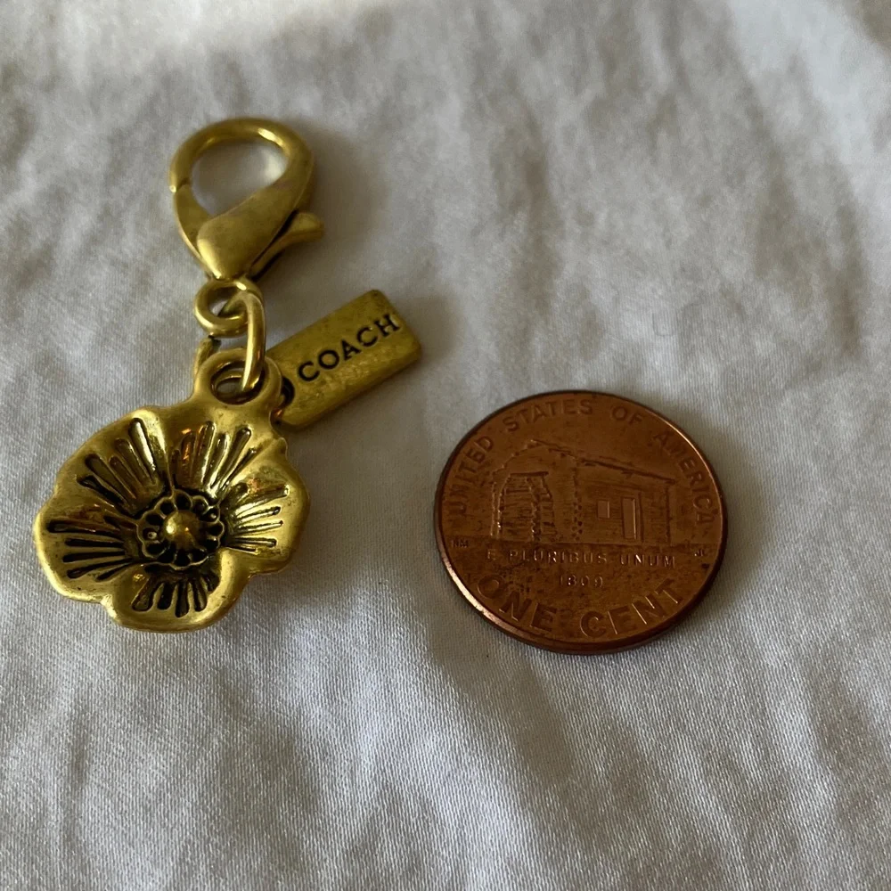 Coach Gold Floral Charm Keychain Accessory